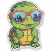 Baby Turtle Sticker with Glasses - Kawaii Vinyl (Vorderseite)