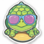 Baby Turtle Sticker with Glasses - Kawaii Waterpro (Vorderseite)