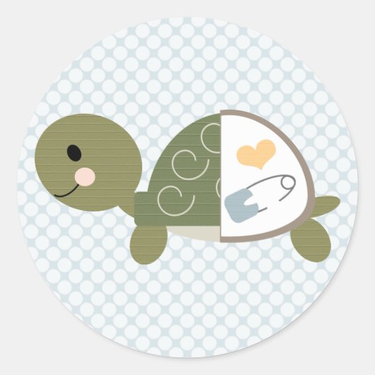 Baby Turtle Stickers Labels Blue Diaper Button (Vorderseite)