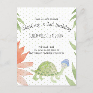 Baby Turtle Watercolor Handgemalt Ankündigungspostkarte