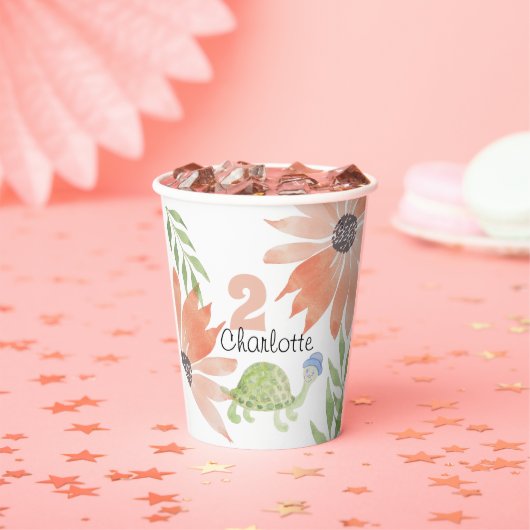 Baby Turtle Watercolor Handgemalt Pappbecher (Insitu)