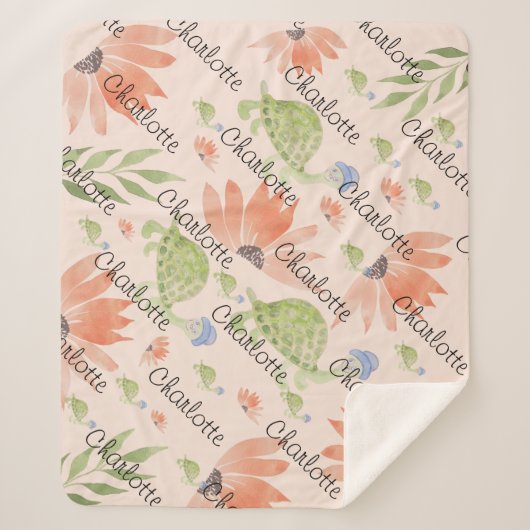 Baby Turtle Watercolor Handgemalt Sherpadecke (Vorderseite)