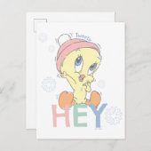 Baby TWEETY™ Hey Snow Postkarte (Vorne/Hinten)