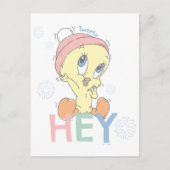 Baby TWEETY™ Hey Snow Postkarte (Vorderseite)