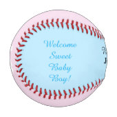 Baby Twin Boy Birth Stats Blue Pink Baseball (Vorderseite Links)