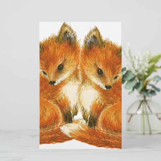 Baby Twin Foxes Briefpapier (Stehend Vorderseite)
