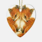 Baby Twin Foxes Keramikornament (Links)