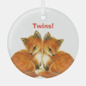 Baby Twin Foxes Ornament Aus Glas (Vorderseite)