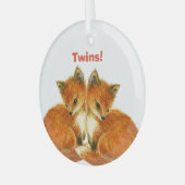 Baby Twin Foxes Ornament Aus Glas (Vorderseite links)