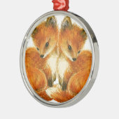 Baby Twin Foxes Silbernes Ornament (Links)