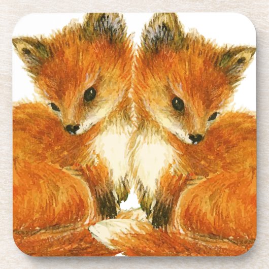 Baby Twin Foxes Untersetzer (Vorderseite)