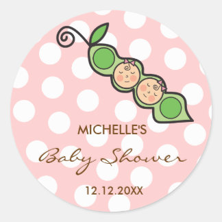 Baby Twin Girls Pee in einem Pod Baby Shower Label Runder Aufkleber