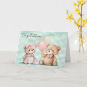 Baby Twin Teddy Bears Herzlichen Glückwunsch Karte (Gelbe Blume)