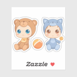 Baby Twins Bear Cat Jumpsuit Aufkleber