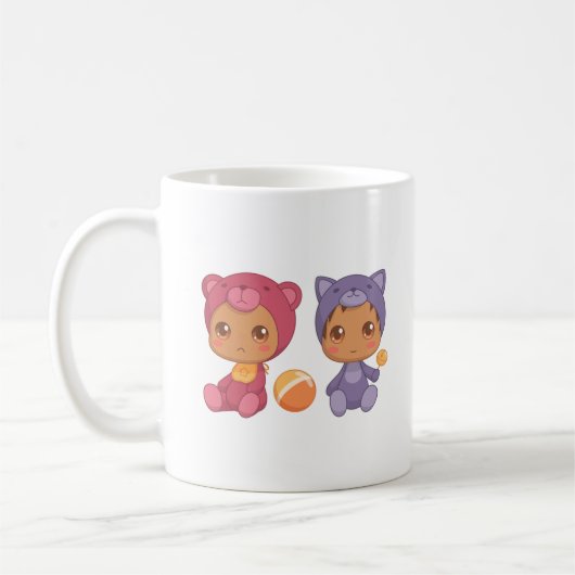 Baby Twins Bear Cat Jumpsuit Kaffeetasse (Links)
