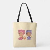 Baby Twins Bear Cat Jumpsuit on Yellow Toe Bag Tasche (Rückseite)