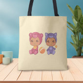 Baby Twins Bear Cat Jumpsuit on Yellow Toe Bag Tasche