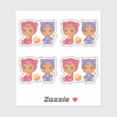 Baby Twins Bear Cat Jumpsuit Set 4 Aufkleber (Blatt)