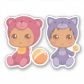 Baby Twins Bear Cat Jumpsuit Sticker (Vorderseite)
