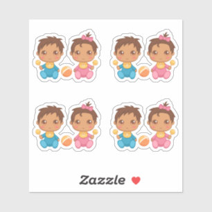 Baby Twins Boy and Girl Set 4 Sticker