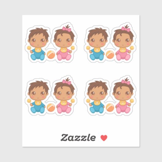 Baby Twins Boy and Girl Set 4 Sticker (Blatt)
