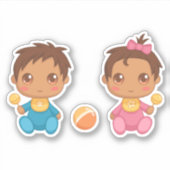 Baby Twins Boy and Girl Stickers Aufkleber (Vorderseite)