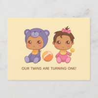 Baby Twins Einladung zum ersten Geburtstag Girl Be
