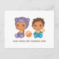 Baby Twins Einladung zum ersten Geburtstag