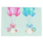 Baby Twins Girl and Boy Große Geschenktüte (Rückseite)