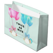 Baby Twins Girl and Boy Große Geschenktüte (Vorderseite Schrägansicht)