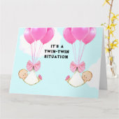 Baby Twins Glückwunschs Karte (Gelbe Blume)