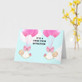 Baby Twins Glückwunschs Karte (Gelbe Blume)