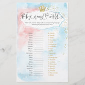 "Baby um die Welt" Duschspiel + Antwortschlüssel (Vorderseite)