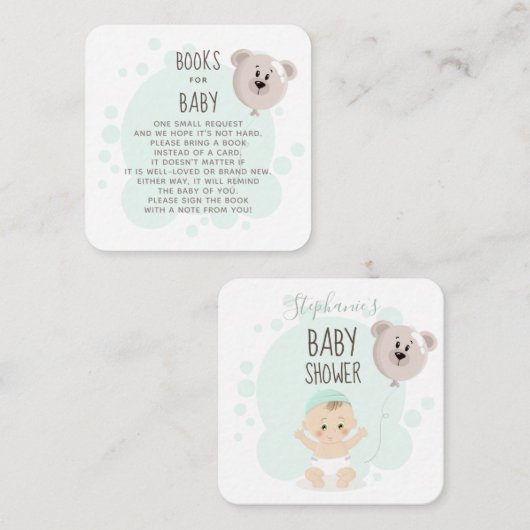 Baby- und Bärenballonbücher für Baby Quadratische Visitenkarte (Vorne/Hinten)
