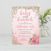 Baby- und Brunch-Babydusche Glitzer Einladung (Stehend Vorderseite)