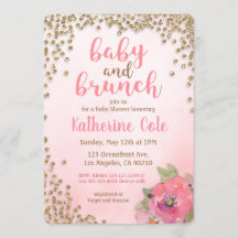 Baby- und Brunch-Babydusche Glitzer Einladung