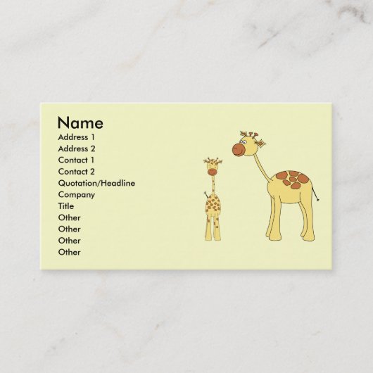 Baby-und Erwachsen-Giraffe Visitenkarte (Vorderseite)