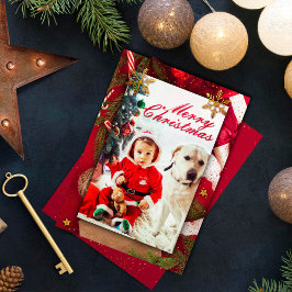 Baby und Hund Super niedliche Weihnachtskarte Einladung