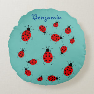 Baby und Kinder, niedliche Ladybugs, personalisier Rundes Kissen