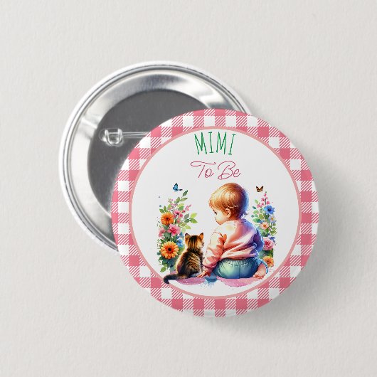Baby und Kitten | Mimi zur Kinderdusche Button (Vorne & Hinten)