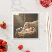 Baby und Kitten schlafen in einer Scheune Serviette (Beispiel)