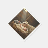 Baby und Kitten schlafen in einer Scheune Serviette (Ecke)