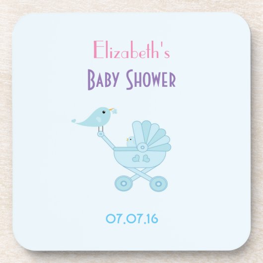 Baby- und Mommy Bluebirds Babydusche Getränkeuntersetzer (Vorderseite)