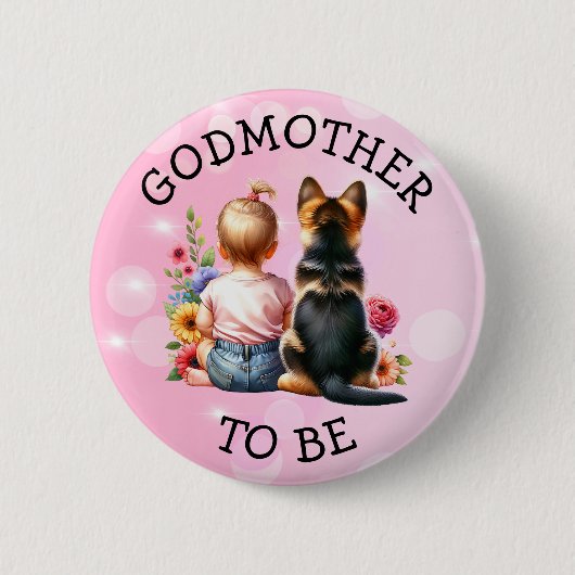 Baby und Puppy Godmutter als Baby Dusche Button (Vorderseite)