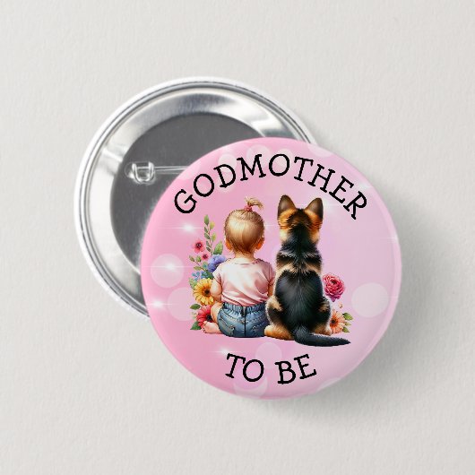 Baby und Puppy Godmutter als Baby Dusche Button (Vorne & Hinten)