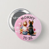 Baby und Puppy Mommy werden Kinderdusche Button (Vorne & Hinten)