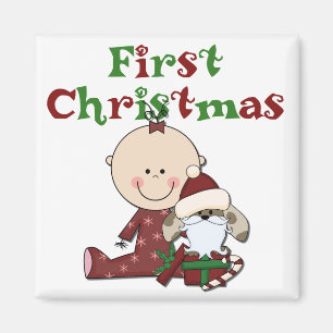 Baby- und Santa-Dog-T - Shirt Magnet