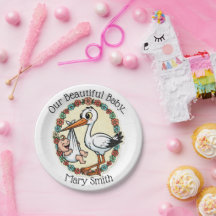 Baby- und Storch-Design im Vintage-Stil