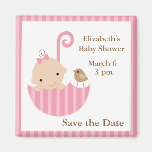 Baby und Vogel im Regenschirm Magnet