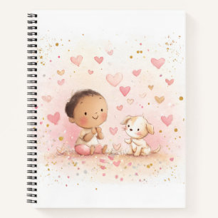 Baby- und Welpen-Valentins-Notizbuch Notizblock